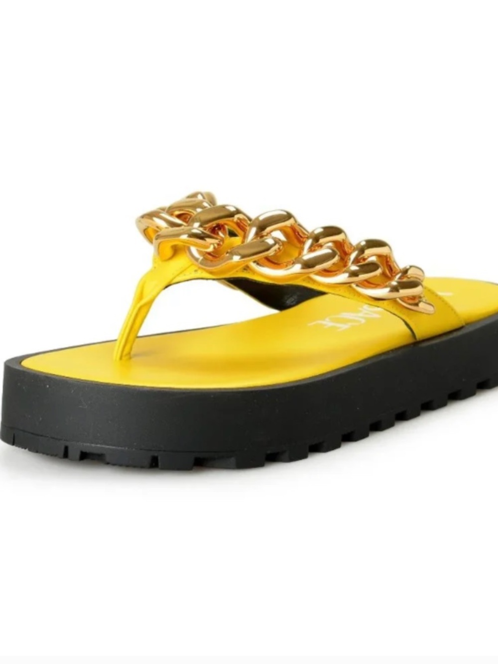 VERSACE Chain Leather Yellow Slides Sandals 41
